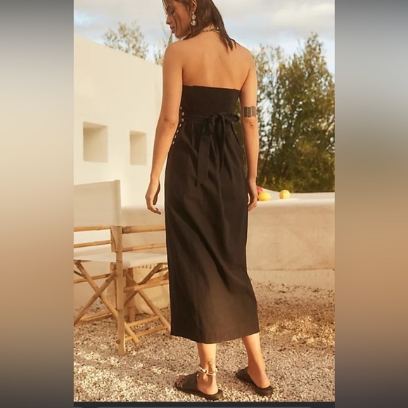 Free people Free-est Lucille scallop tube midi Dress in black NWT Medium - Picture 2 of 7